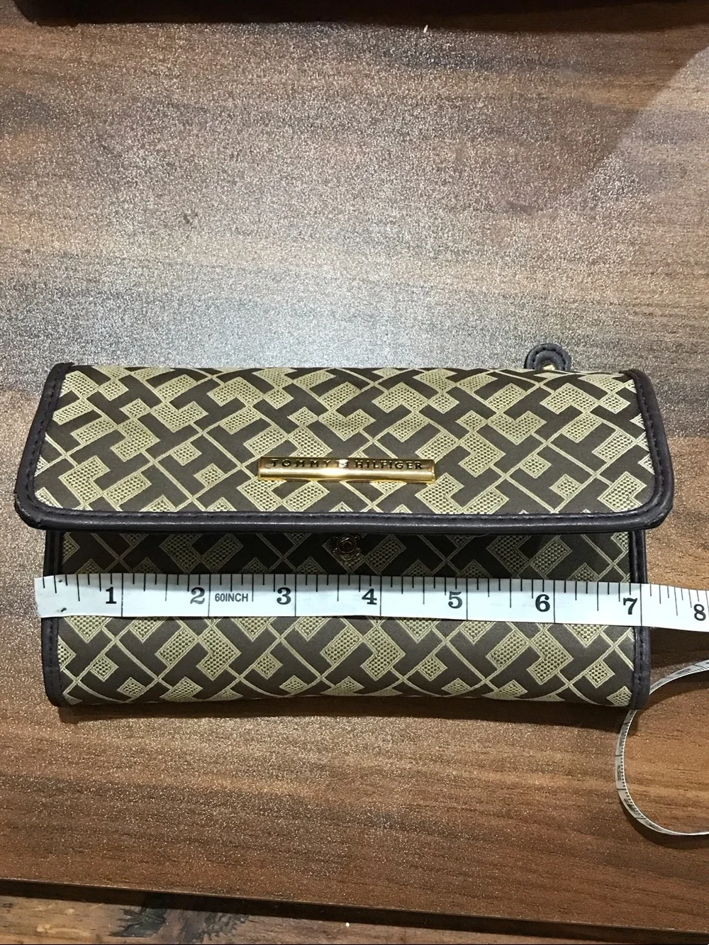 Tommy Hilfiger Brown & Beige Monogram Leather Backpack with Wallet